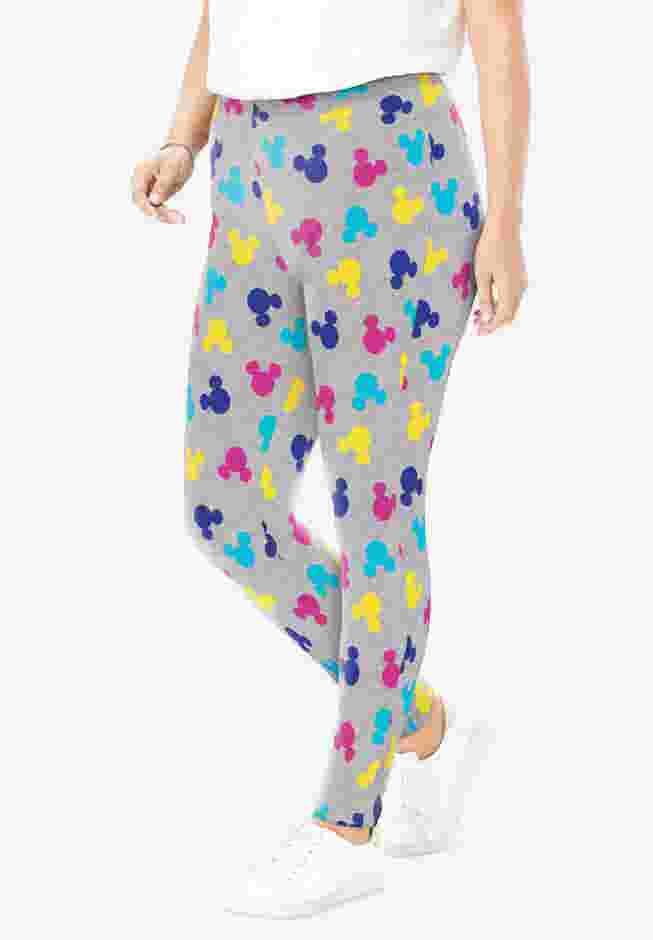 Disney Women's Heather Gray Leggings Multicolor Mickey Mouse Ears All Over Print image number 0
