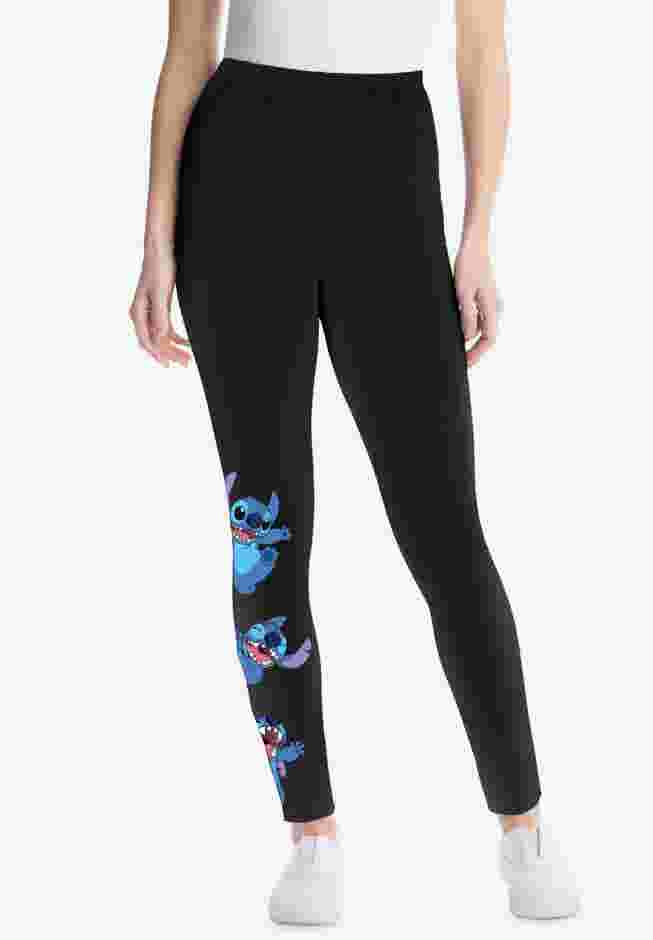 Disney Women's Black Leggings Stitch Placed image number 0