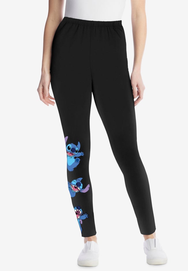 Disney Women's Black Leggings Stitch Placed image number null