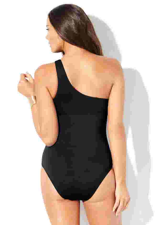 Twist One Shoulder Adjustable Strap One Piece Swimsuit image number 1