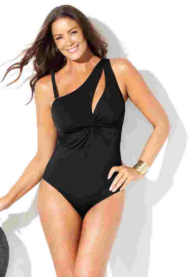Twist One Shoulder Adjustable Strap One Piece Swimsuit image number 3