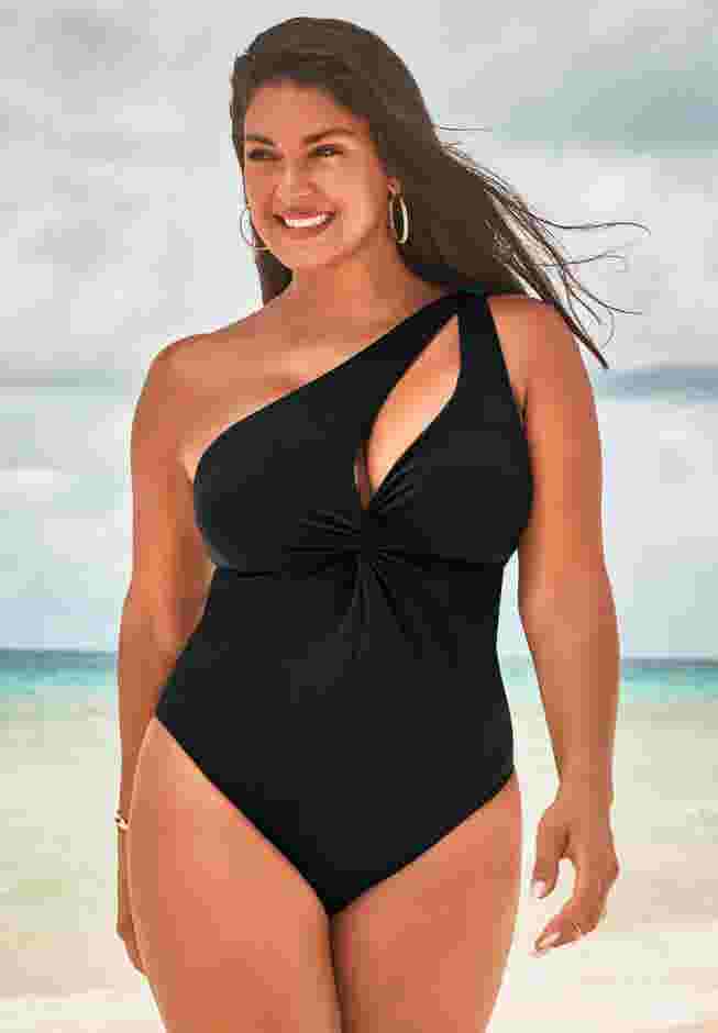 Twist One Shoulder Adjustable Strap One Piece Swimsuit image number 0