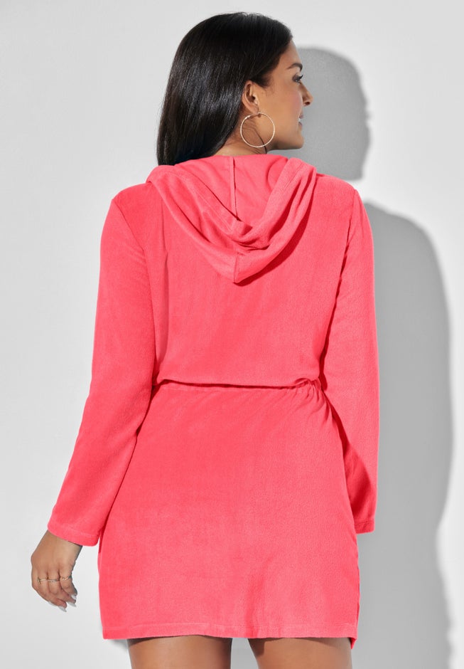 French Terry Tie Waist Hoodie Cover Up image number 1