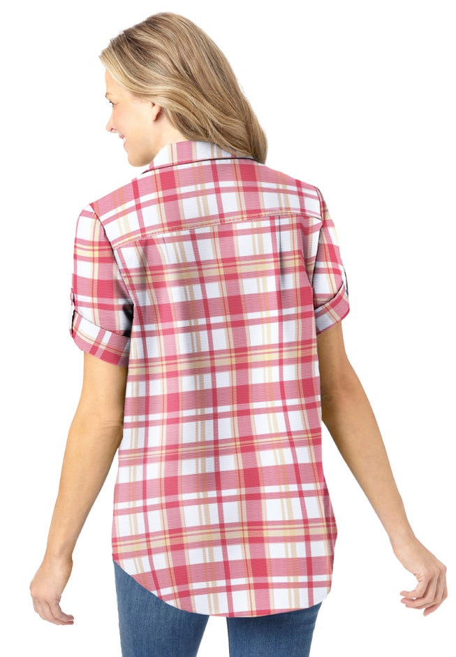 Short-Sleeve Button Down Seersucker Shirt image number 1