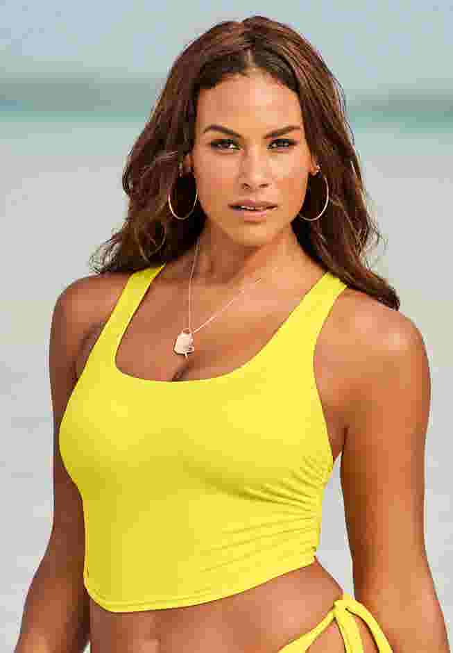 Cropped Racerback Tankini Top image number 0