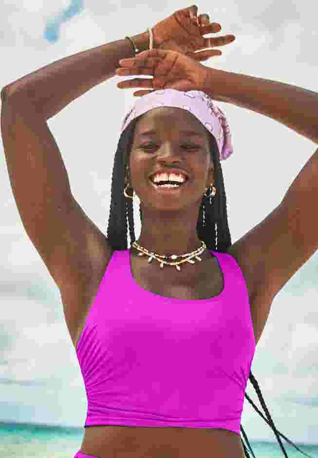 Cropped Racerback Tankini Top image number 0