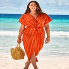 Twist Front Shimmer Cover Up Dress image number null