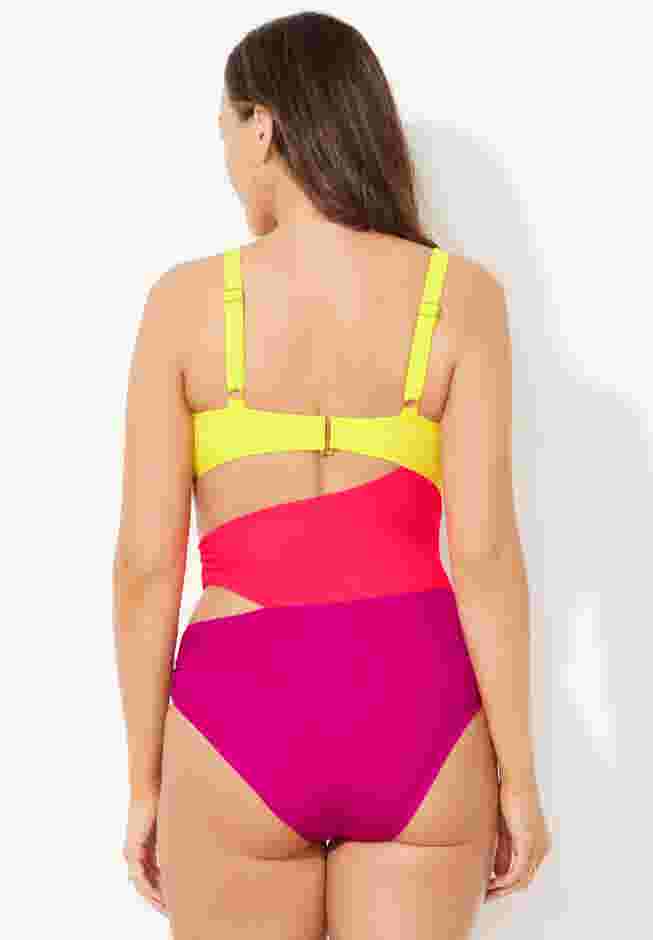 Color Block Cut Out One Piece Swimsuit image number 1