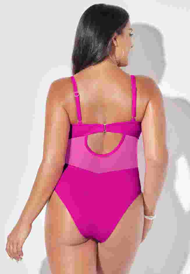 Cup Sized Mesh Underwire One Piece Swimsuit image number 1