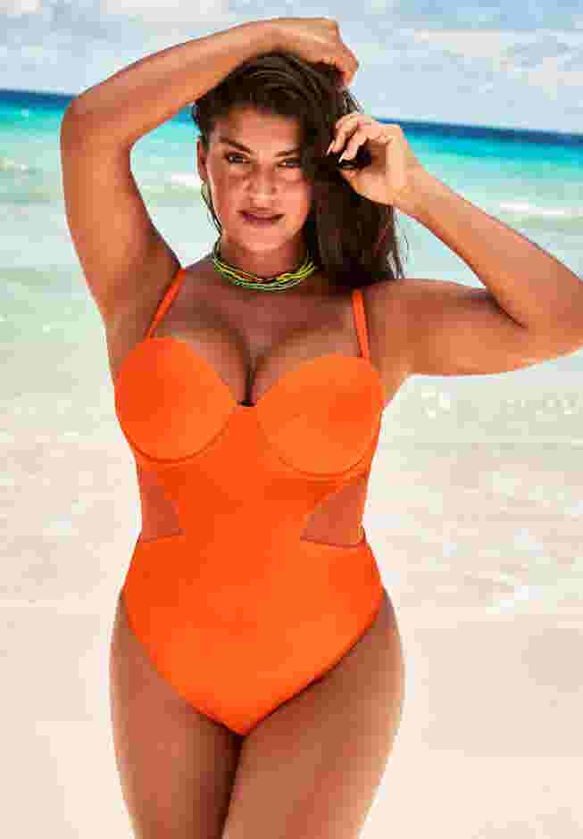 Cup Sized Mesh Underwire One Piece Swimsuit image number 0
