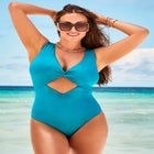 Twist Knot Shimmer One Piece Swimsuit image number null