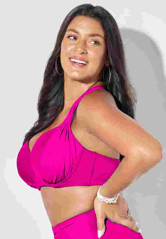 Bra Sized Drape Front Underwire Bikini Top image number 2