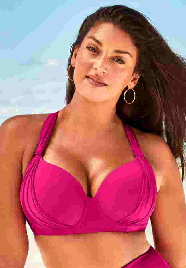 Bra Sized Drape Front Underwire Bikini Top image number 0