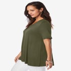 Stretch Knit V-Neck Swing Tunic image number null