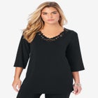 Lace V Neck Ultrasmooth&reg; Fabric Top image number null