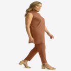 2-Piece Stretch Knit Mockneck Mega Tunic Set image number null