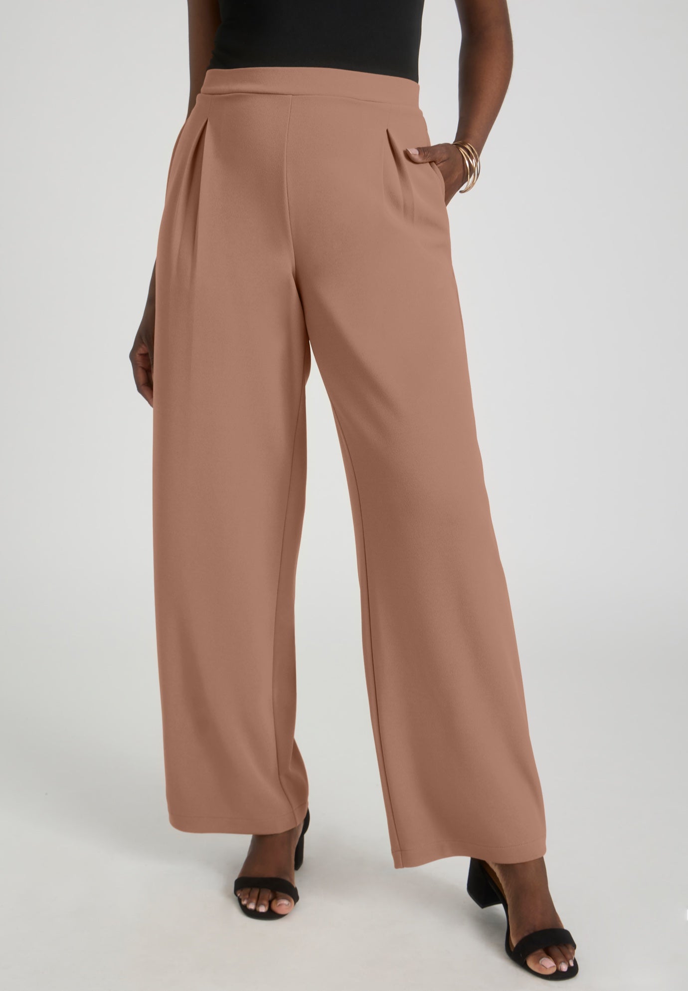 Stretch Knit Crepe Wide Leg Pant image number 0