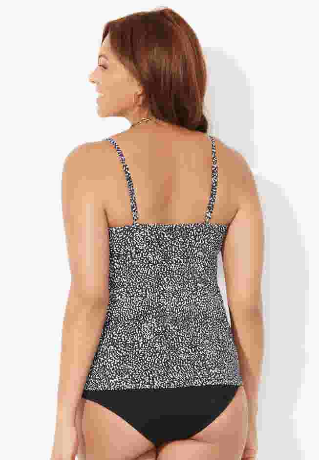Adjustable Cleaveage Tie Front Underwire Tankini Top image number 1