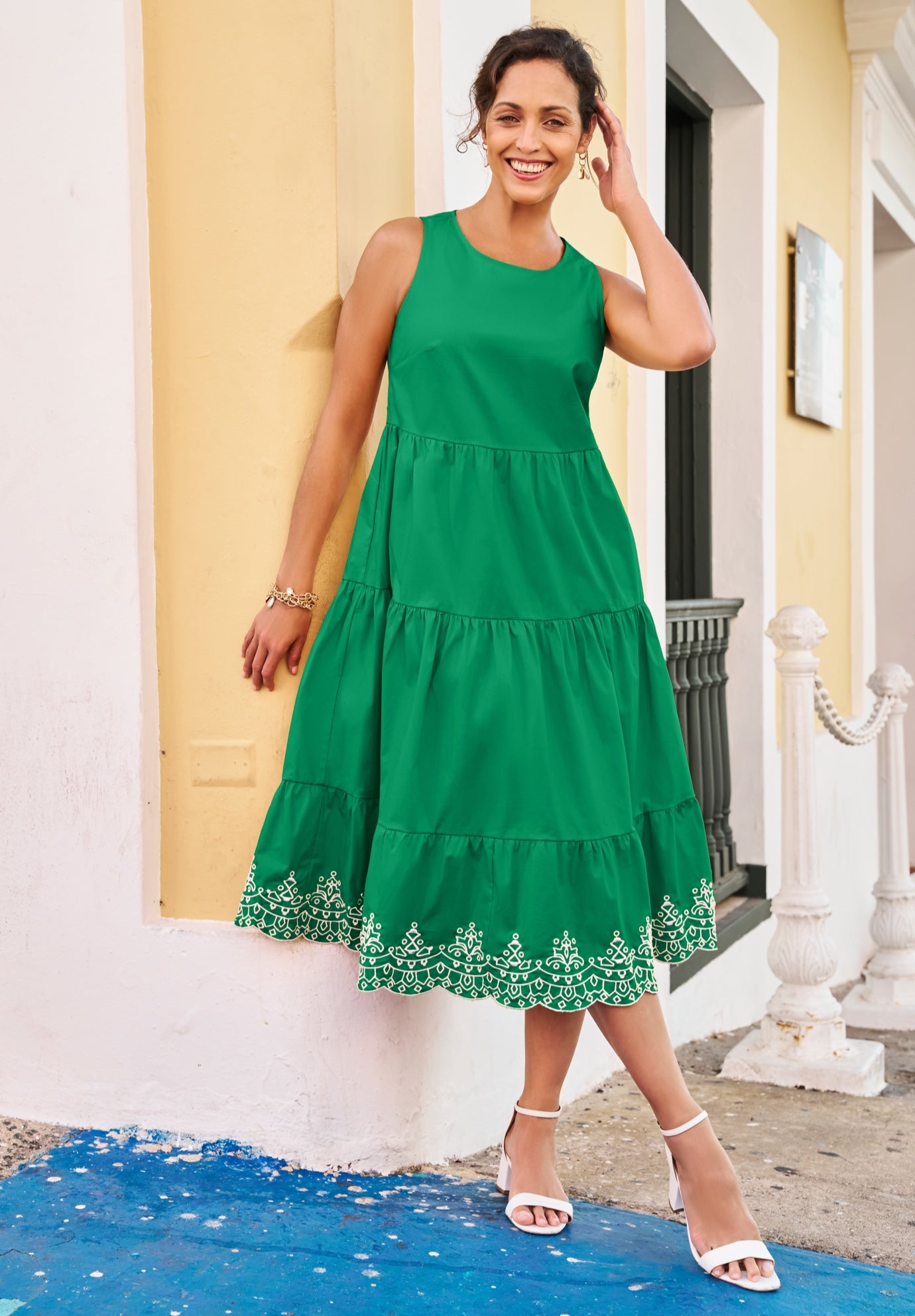 Sleeveless Eyelet Poplin Dress image number 0