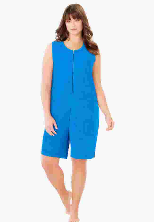 Zip-Front Terry Romper image number 0
