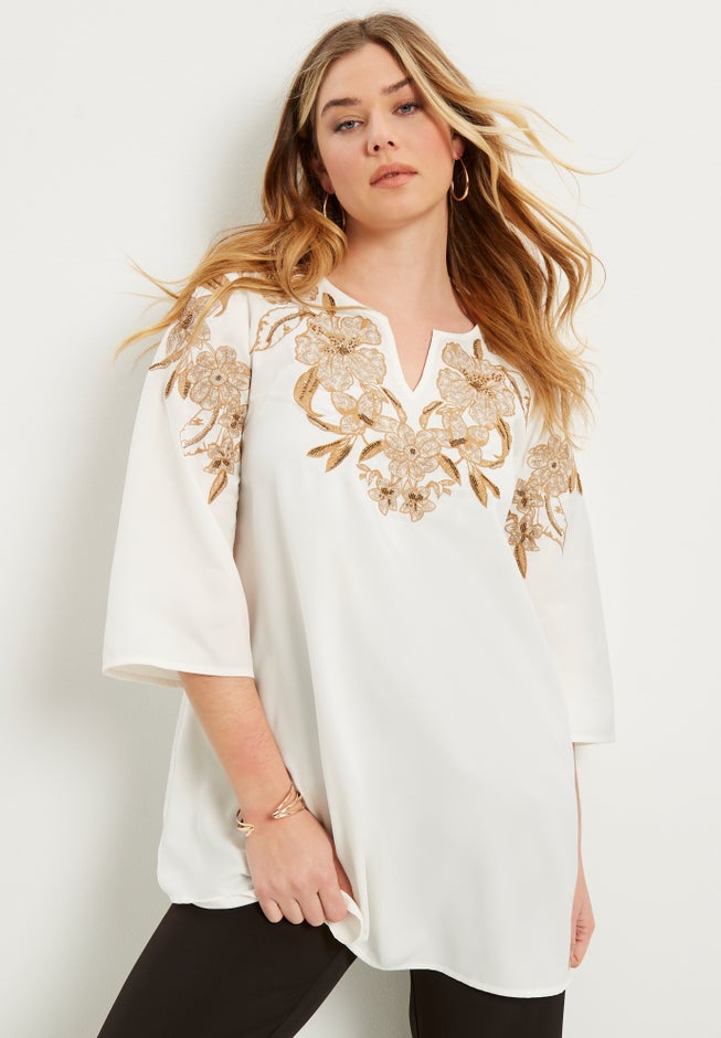 Floral-Embellished Georgette Top image number 3