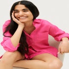 Oversized Linen-Blend Boyfriend Shirt image number null