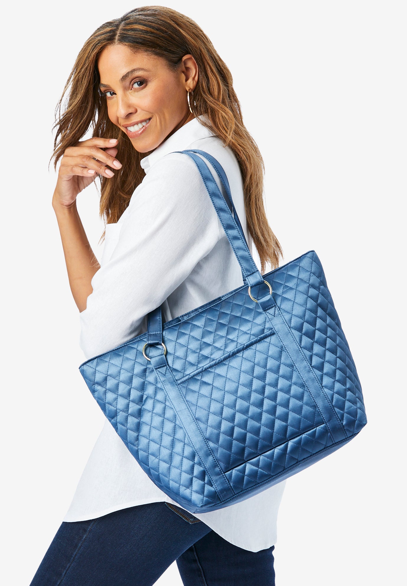 Quilted Metallic Tote Set image number 0