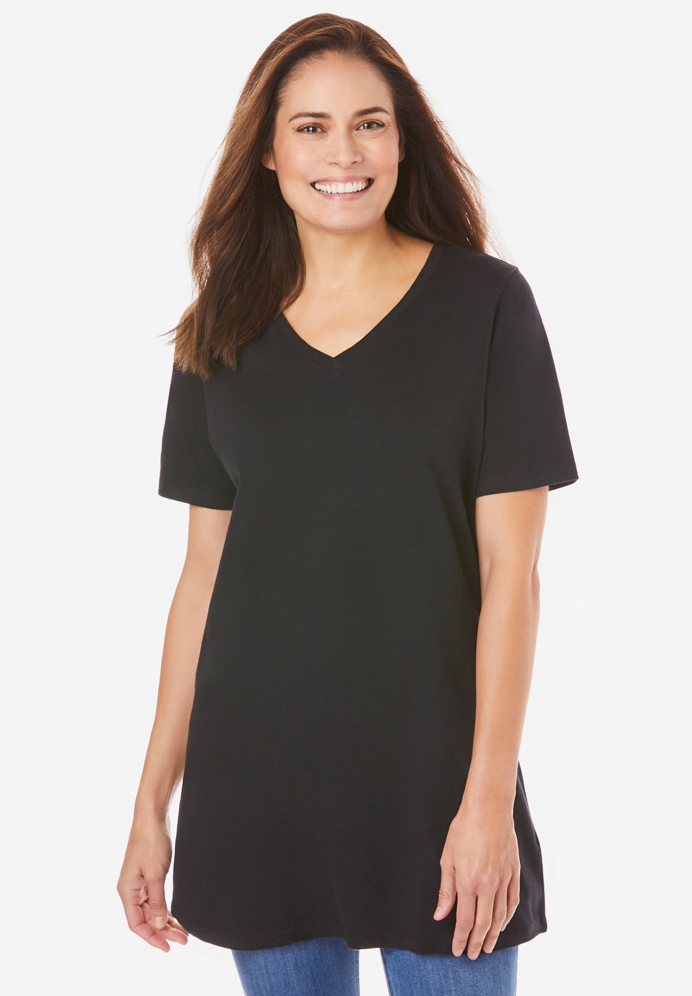 Perfect Short-Sleeve V-Neck Tunic image number 1