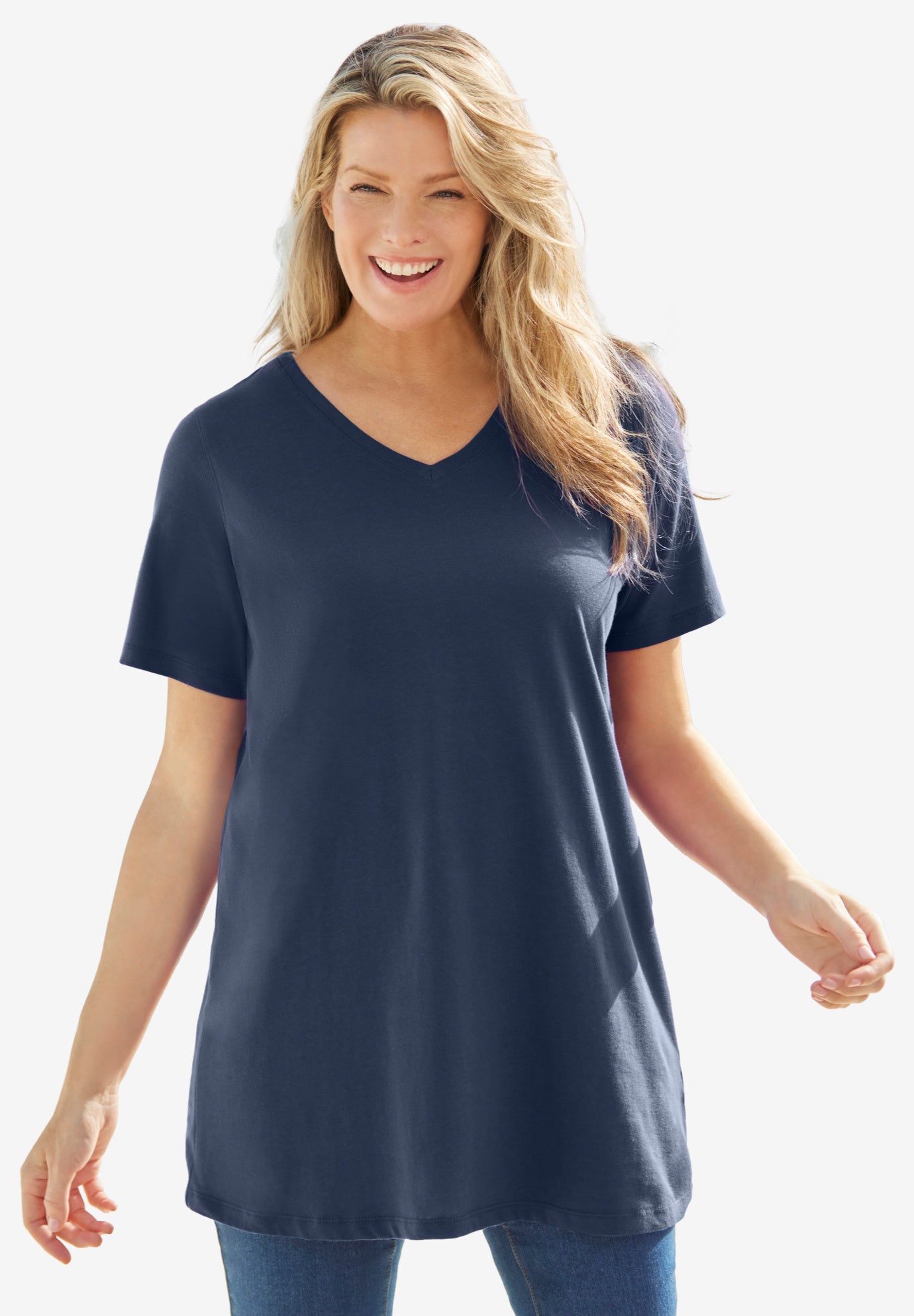 Perfect Short-Sleeve V-Neck Tunic image number 0