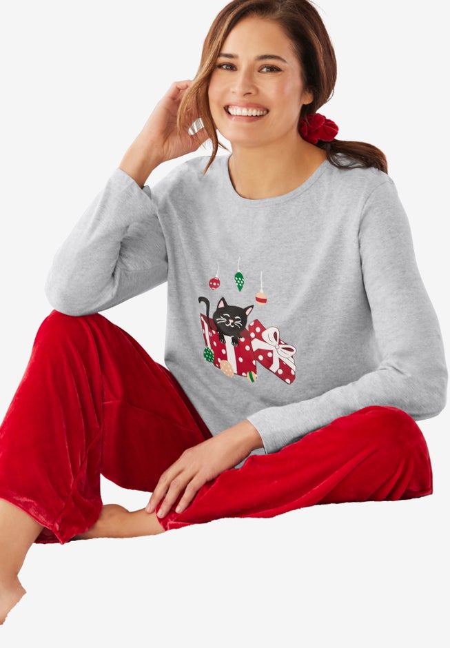 Pajama Set with FREE Velour Scrunchie image number 3