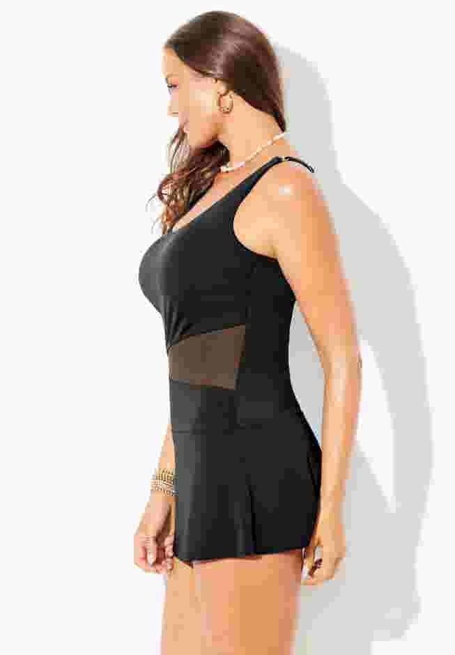 Mesh Panel Underwire Swimdress image number 6
