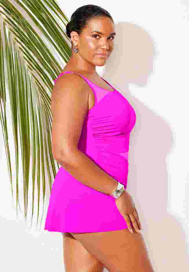 Mesh Panel Underwire Swimdress image number 2