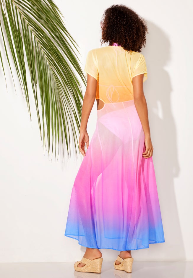 Twist Front Mesh Cut-Out Cover Up Dress image number 1