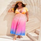 Twist Front Mesh Cut-Out Cover Up Dress image number null