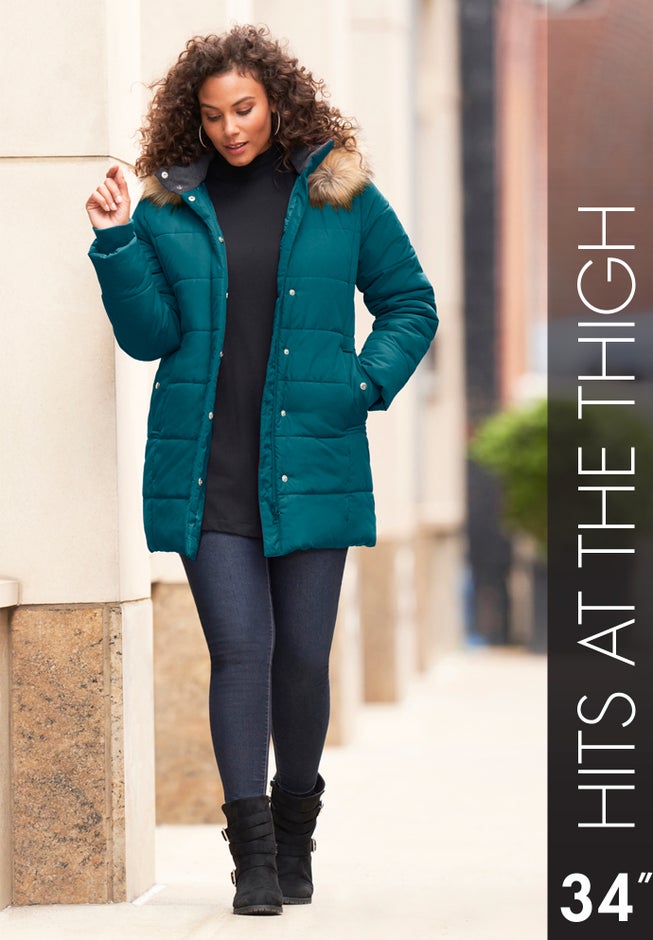 Plus Size Classic Length Puffer Coat image number 4