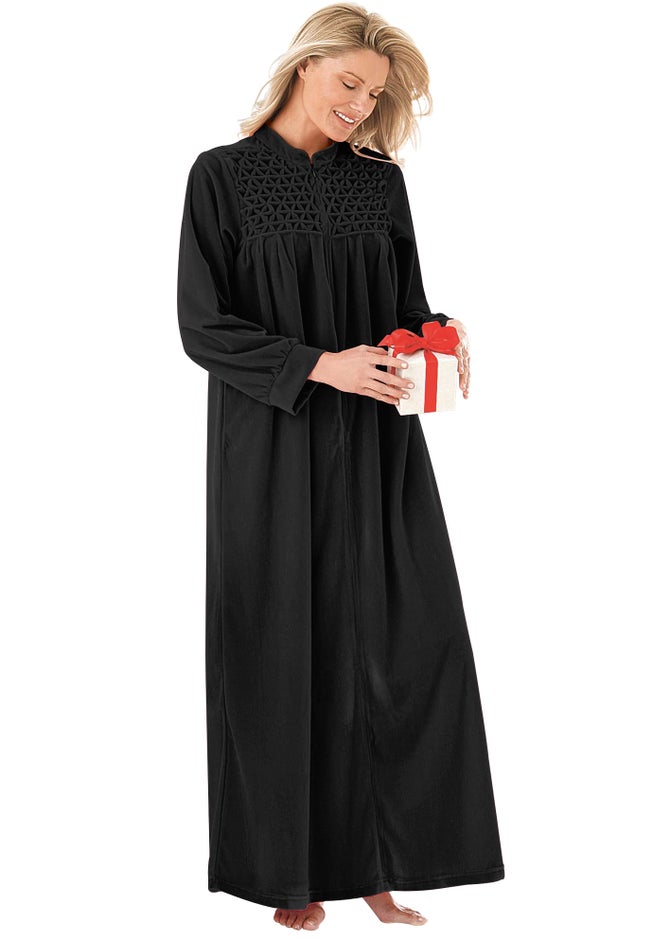 Smocked Velour Long Robe image number 4