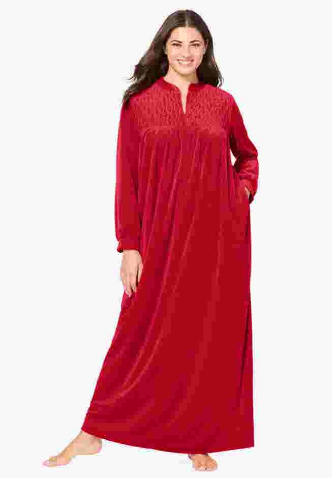 Smocked Velour Long Robe image number 0