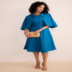 Plus Size Elbow Sleeve Fit-and-Flare Dress with Bolero Jacket &ndash; 2-Piece Suit image number null