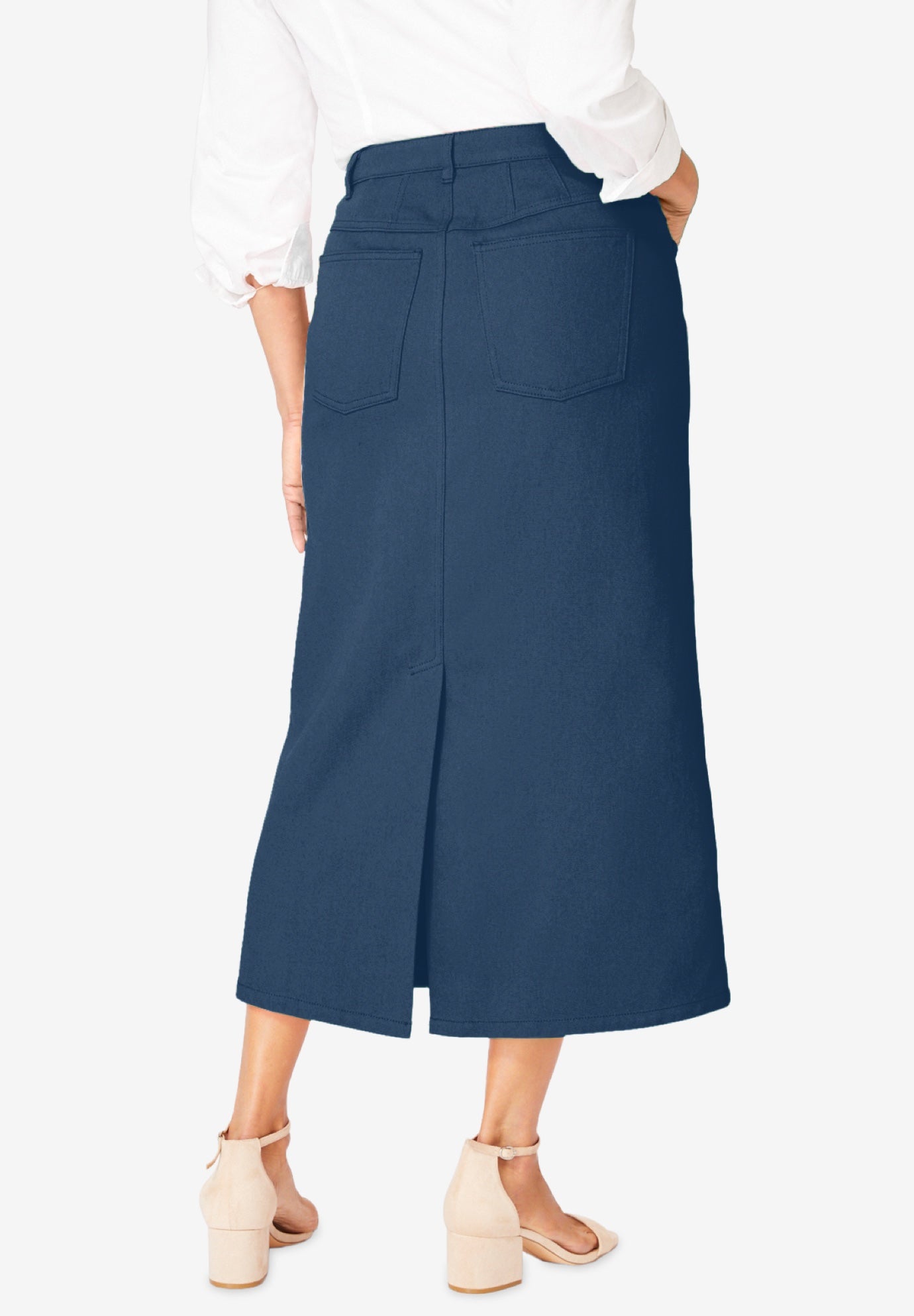 Classic Cotton Denim Midi Skirt image number 1