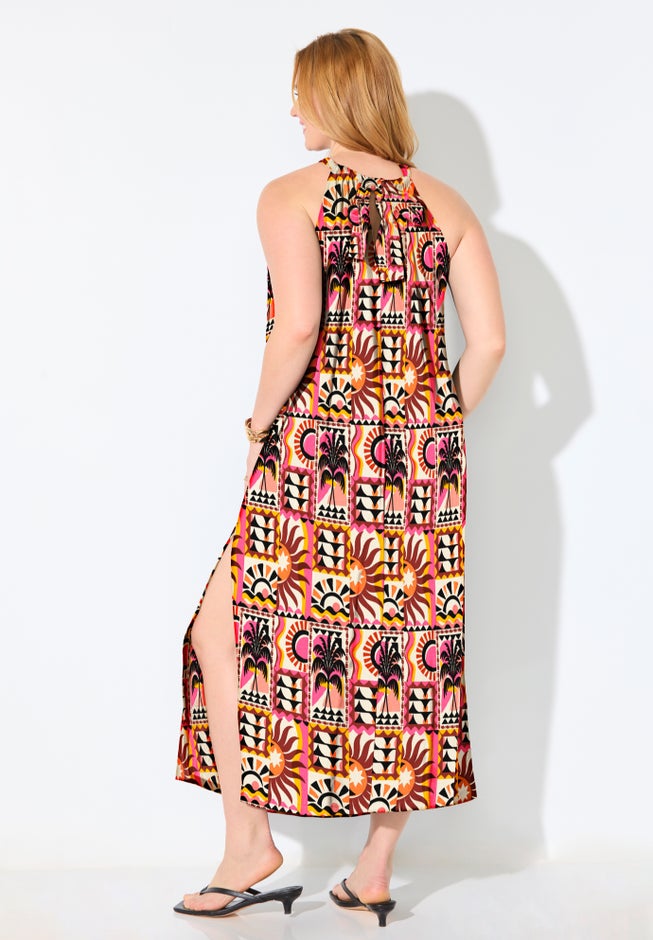 Cotton High Neck Maxi Dress Cover Up image number 2