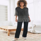Stretch Ponte Knit Pull-On Wide-Leg Pants image number null