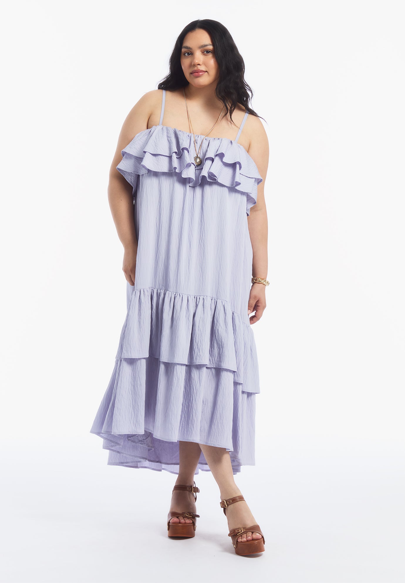 High-Low Ruffled Hem Maxi Dress image number 0