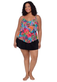 Ronnie Two Tier Ruffle Tankini Plus Swimsuit Top