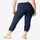 Lace Trim Essential Stretch Capri Legging image number null