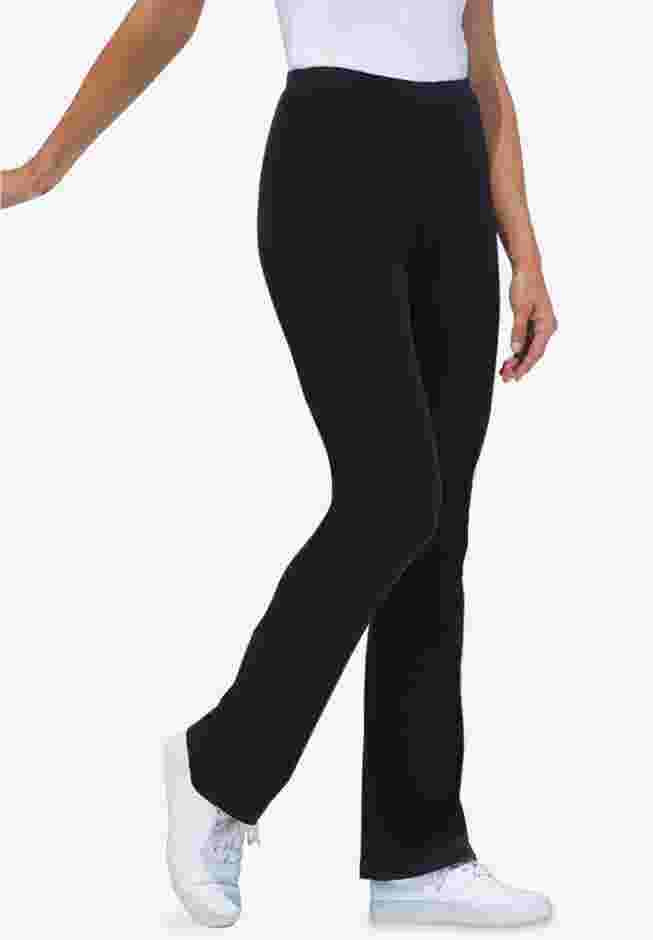 Womens Plus-Size Stretch-Cotton Knit Pull-On Bootcut Leggings image number 0