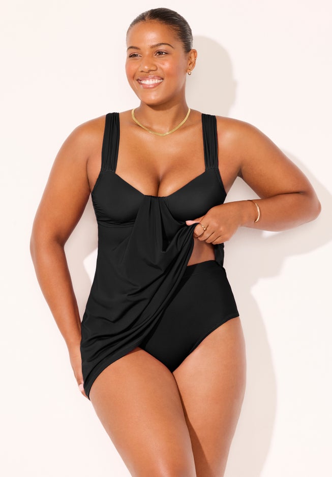 Shirred Sweetheart Two-Piece Swimdress image number 3