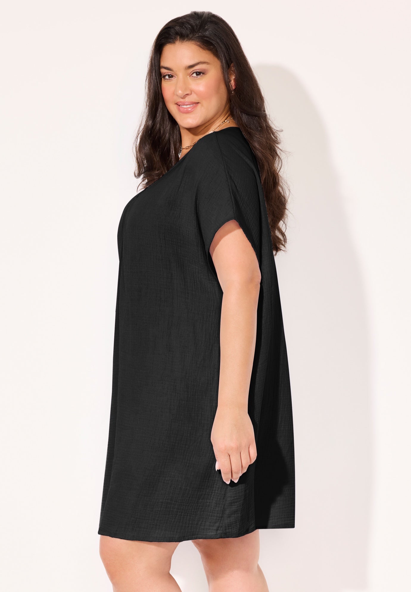 Cotton Gauze Ring Front Cover Up Dress image number 2