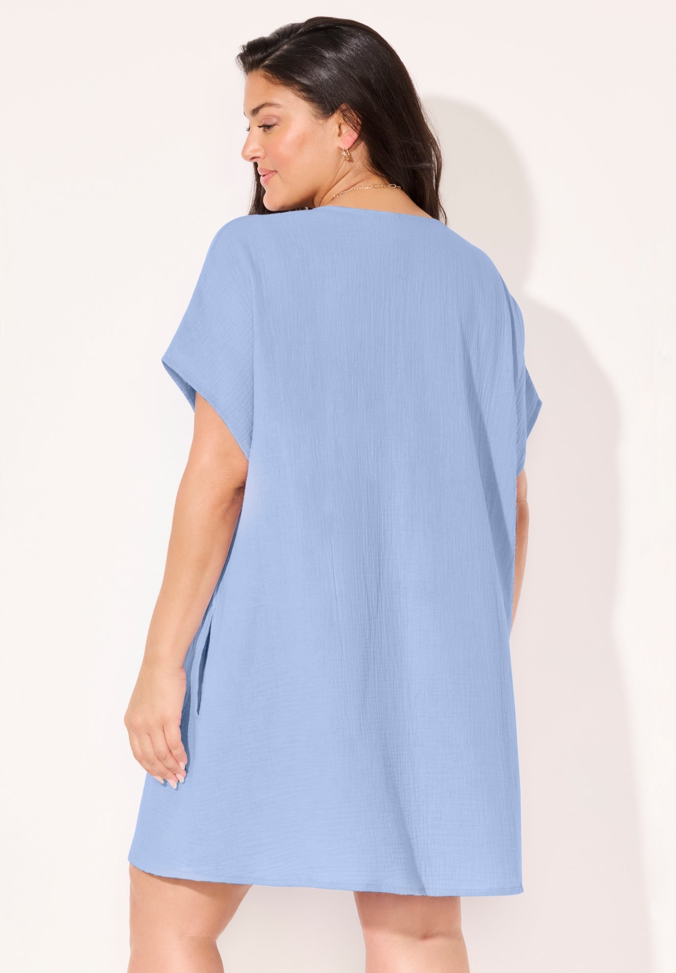 Cotton Gauze Ring Front Cover Up Dress image number 1