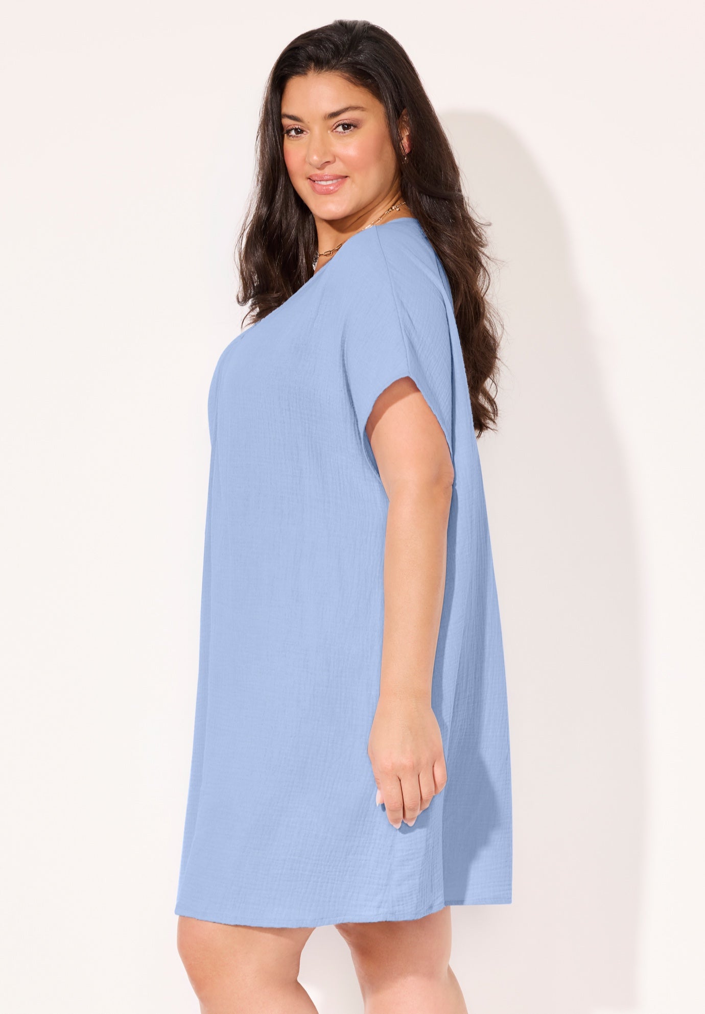 Cotton Gauze Ring Front Cover Up Dress image number 2