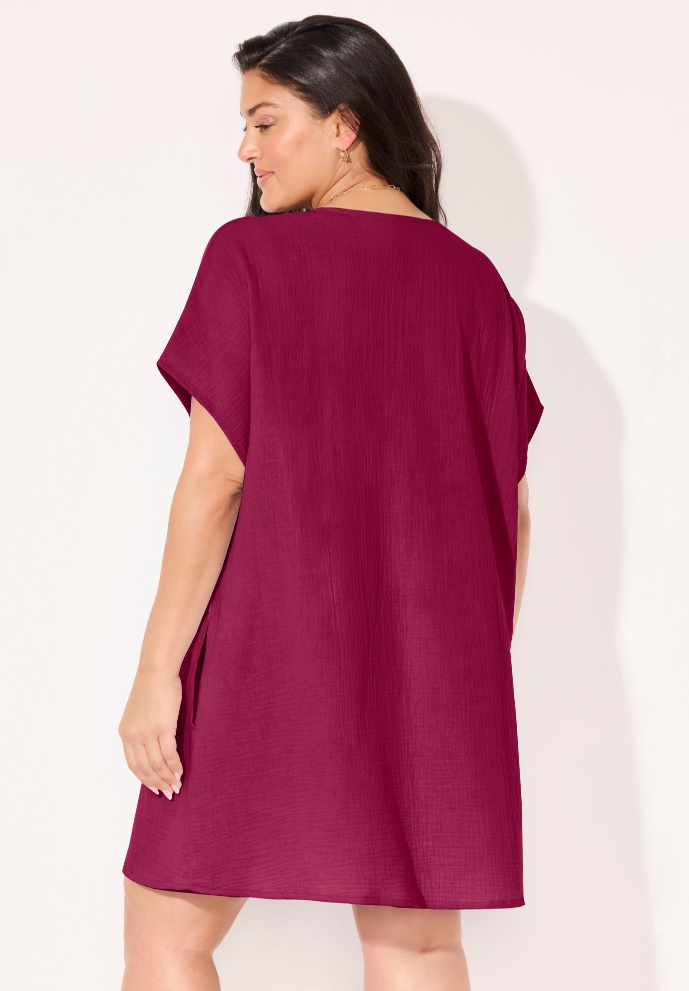 Cotton Gauze Ring Front Cover Up Dress image number 1